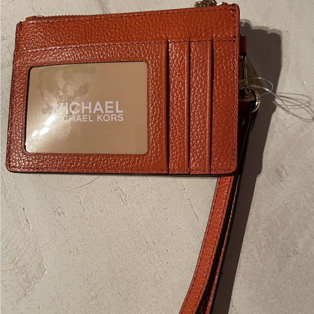 New With Tags Michael Kors Jet Set Charm Small Slim Card Case Orange Spice